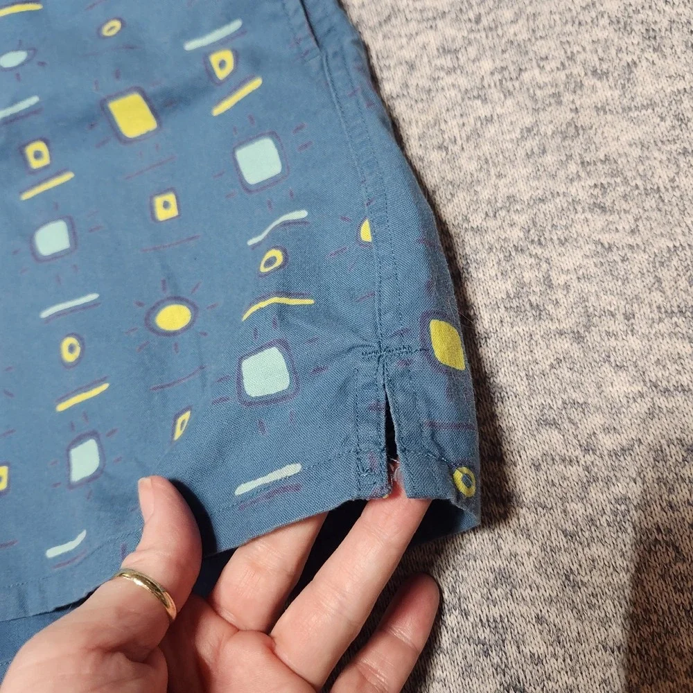 Vintage Mervyns Cheetah‎ Swim Trunks Mens M Blue Geometric Print 90s Cotton